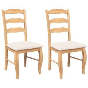 vidaXL Esszimmerstühle mit Kissen 2 Stk. Natur Massivholz Gummibaum