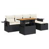 vidaXL 6-tlg. Garten-Sofagarnitur mit Kissen Schwarz Poly Rattan