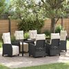 vidaXL Garten Essgruppe mit Kissen 7 pcs Schwarz Poly-Rattan