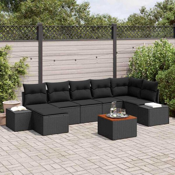 vidaXL Garten-Sofa-Set 8 pcs Schwarz