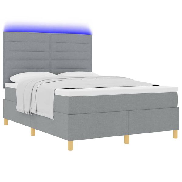 vidaXL Boxspringbett mit Matratze Hellgrau 140 x 190 cm Stoff