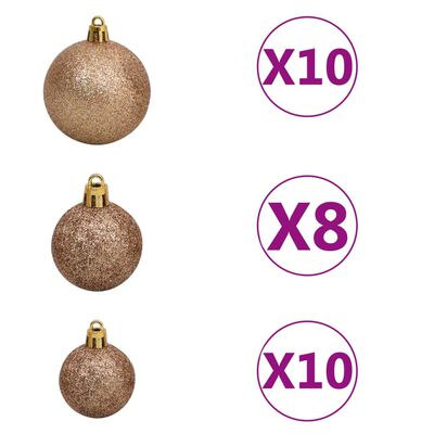 vidaXL Künstlicher Weihnachtsbaum Beleuchtung & Kugeln Schwarz 210 cm