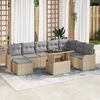 vidaXL Garten-Sofa-Set mit Kissen 9 pcs Beige Poly Rattan
