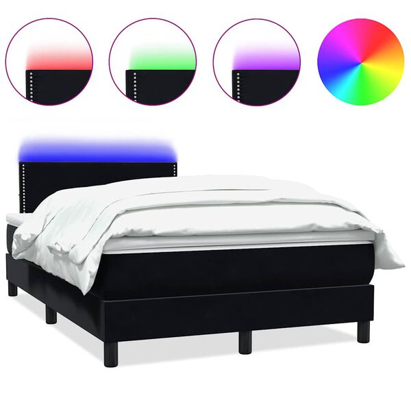 vidaXL Boxspringbett mit Matratze & LED Schwarz 120x220 cm Samt