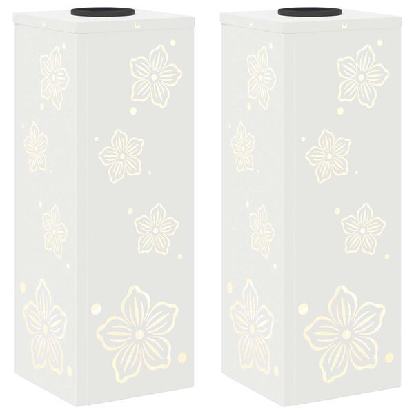 vidaXL Solar LED Weg Licht 2 pcs Wei&szlig; Kalt gewalzter Stahl