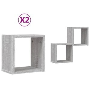 vidaXL Wandregale 2 pcs Grau 26 x 15 x 26 cm Holzwerkstoff