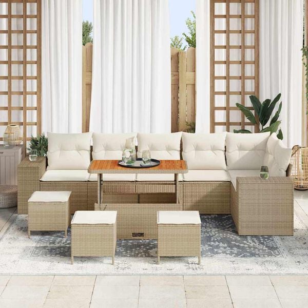 vidaXL Garten-Sofa-Set 10 pcs Beige Poly-Rattan