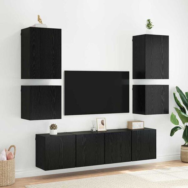 vidaXL TV-Wandschrank Schwarz Eichen-Optik 40,5x30x40cm Holzwerkstoff