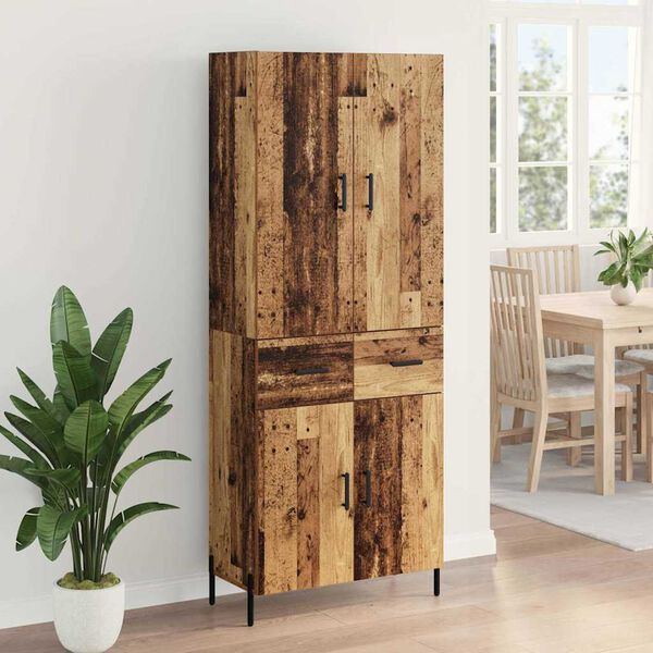 vidaXL Highboard Wandmontiert Altholz 69,5 x 34 x 180 cm Holzwerkstoff