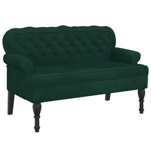 vidaXL Sitzbank mit R&uuml;ckenlehne Dunkelgr&uuml;n 119,5x64,5x75 cm Samt