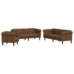 vidaXL 3-tlg. Sofagarnitur Braun Samt