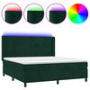 vidaXL Boxspringbett mit Matratze & LED Dunkelgr&uuml;n 180x200 cm Samt