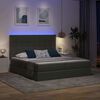 vidaXL Bett mit LED-Lichtleisten Dunkelgrau 200 x 200 cm Stoff