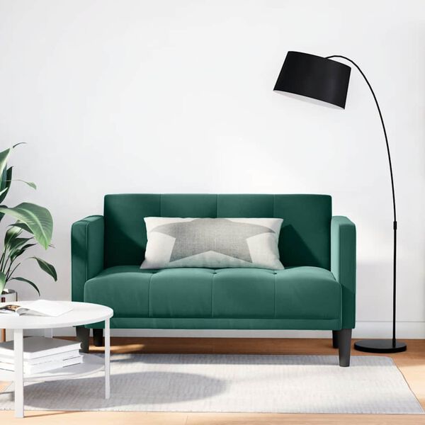 vidaXL Zweisitzer-Sofa Dunkelgrün 111 cm Samt