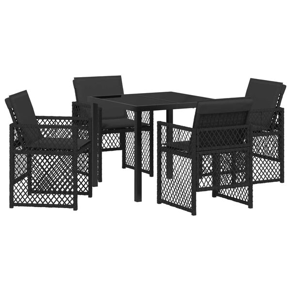vidaXL Garten Essgruppe 5 pcs Schwarz Poly-Rattan