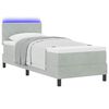 vidaXL LED Boxspringbett mit Matratze Hellgrau 80 x 200 cm Samt