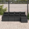 vidaXL Sofa Set mit Kissen 5 pcs Schwarz Poly Rattan