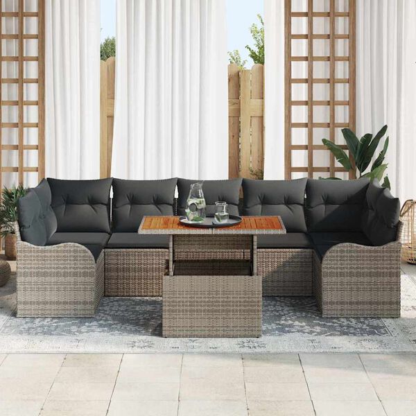 vidaXL Gartensofa-set mit Kissen 8 pcs Grau Poly-Rattan