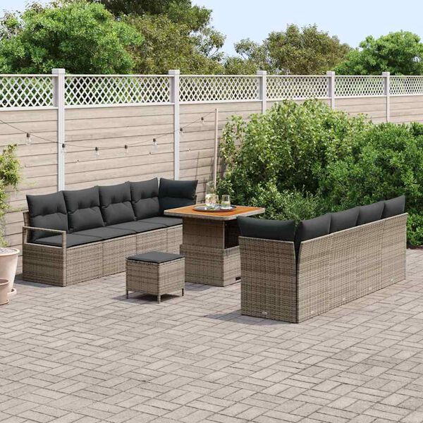 vidaXL Garten-Sofa-Set mit Kissen mit Speicher Grau 80 x 80 x 71 cm
