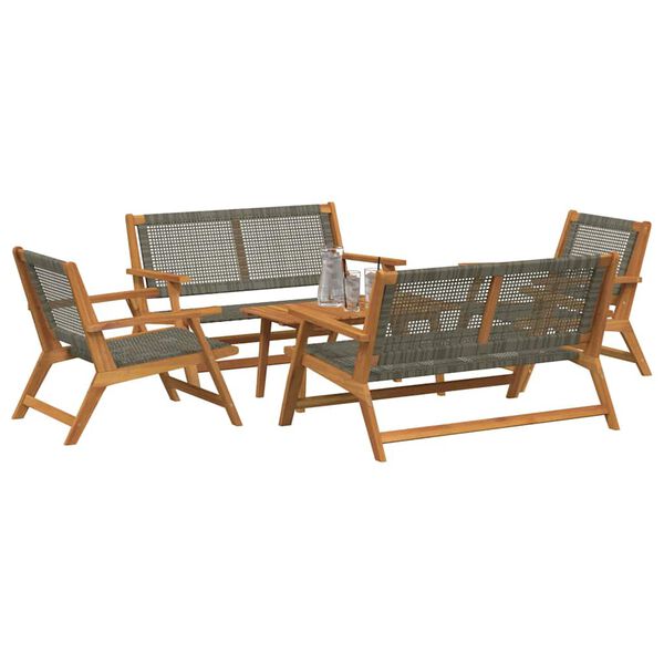 vidaXL Gartenst&uuml;hle mit Tisch 5 pcs Grau 90 x 45 x 40 cm
