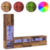 vidaXL TV-Wandm&ouml;bel mit LED Wandmontiert 4 pcs Altholz Holzwerkstoff