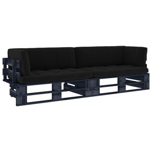 vidaXL 2-Sitzer-Palettensofa Schwarz Impr&auml;gniertes Kiefernholz