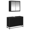 vidaXL Badezimmerm&ouml;bel-Set 2 pcs Schwarz Eichen-Optik Holzwerkstoff