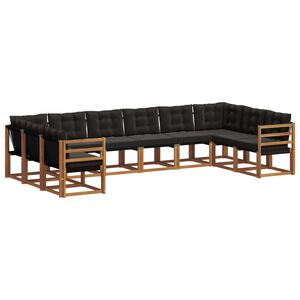 vidaXL Outdoor-Sofagarnitur mit Kissen 10 pcs Nat&uuml;rlich und Schwarz