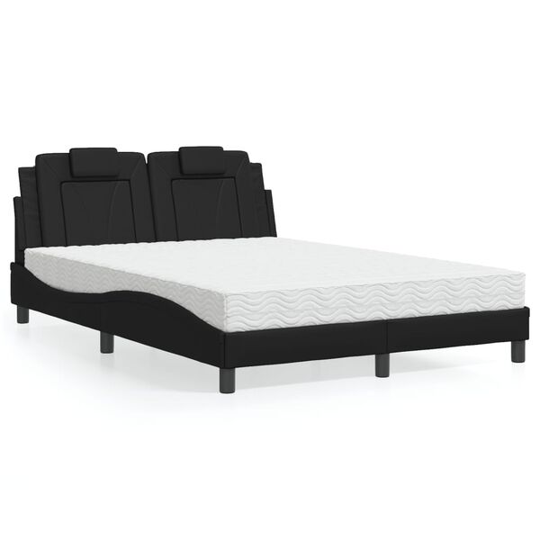 vidaXL Bett "Viana" mit Matratze Schwarz 140x190 cm Kunstleder