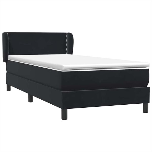 vidaXL Boxspringbett mit Matratze Schwarz 80x210 cm Samt