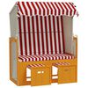 vidaXL Strandkorb mit Dach Poly Rattan und Massivholz Rot & Wei&szlig;