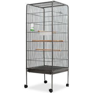 vidaXL Vogelk&auml;fig Schwarz 54x54x146 cm Stahl