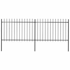 vidaXL Gartenzaun mit Speerspitze Stahl 337 x 120 cm Schwarz