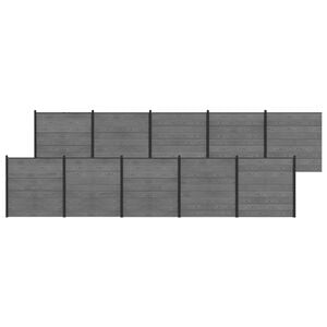 vidaXL zaunset 1737 x 186 cm WPC und Aluminium Grau