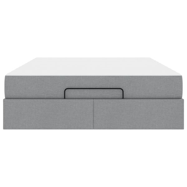 vidaXL Bettgestell mit Matratze mit Matratze 2 pcs Hellgrau Stoff