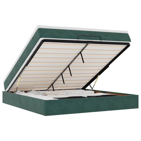 vidaXL Ottoman-Bett mit Matratze Dunkelgrün 180x200 cm Samt