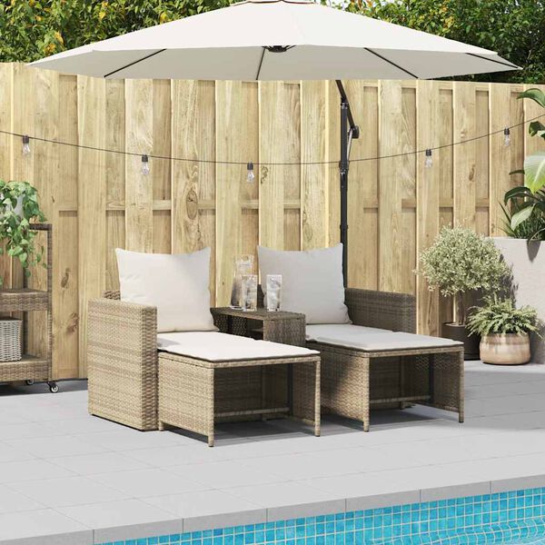 vidaXL 5-tlg. Garten-Sofagarnitur Kissen Stapelbar Beige Poly Rattan