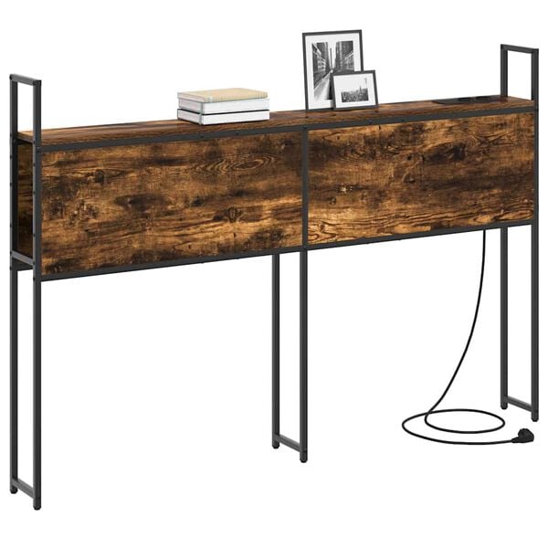 vidaXL Kopfteil mit Stauraum mit Ladestation mit Regal R&auml;uchereiche