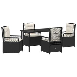vidaXL Garten Essgruppe 5 pcs Schwarz Poly-Rattan