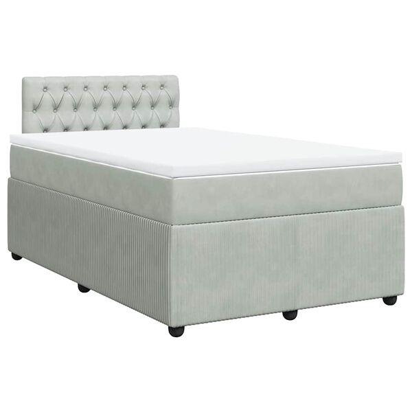 vidaXL Boxspringbett mit Matratze Hellgrau 120x190 cm Samt