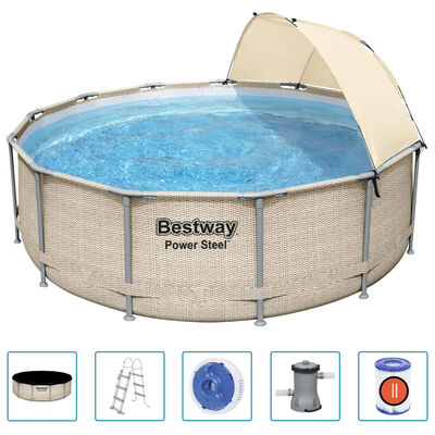 Bestway Power Steel Swimmingpool Set mit Dach 396x107 cm