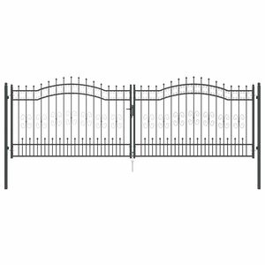 vidaXL Zauntor mit Speer-Top KAMPEN 404 x 125 cm Stahl Grau