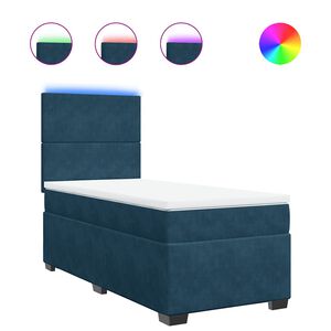 vidaXL Boxspringbett mit Matratze Blau 80x200 cm Samt