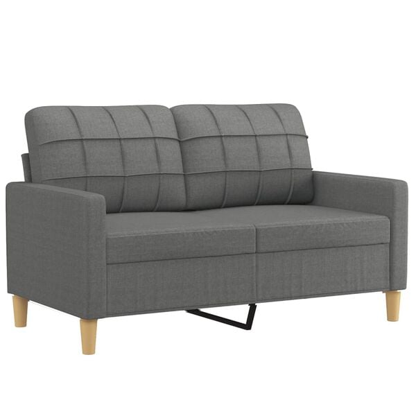 vidaXL 2-Sitzer-Sofa mit Zierkissen Dunkelgrau 120 cm Stoff
