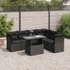 vidaXL 7-tlg. Garten-Sofagarnitur mit Kissen Schwarz Poly Rattan