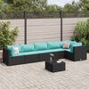 vidaXL 7-tlg. Garten-Lounge-Set mit Kissen Schwarz Poly Rattan