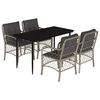 vidaXL 5-tlg. Garten-Essgruppe mit Kissen Hellgrau Poly Rattan