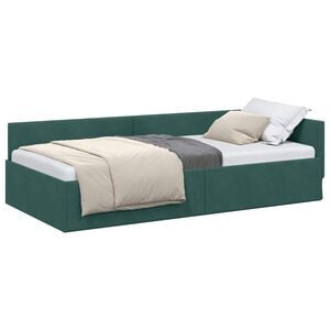 vidaXL Eckbettgestell Dunkelgr&uuml;n 80 x 200 cm Samt