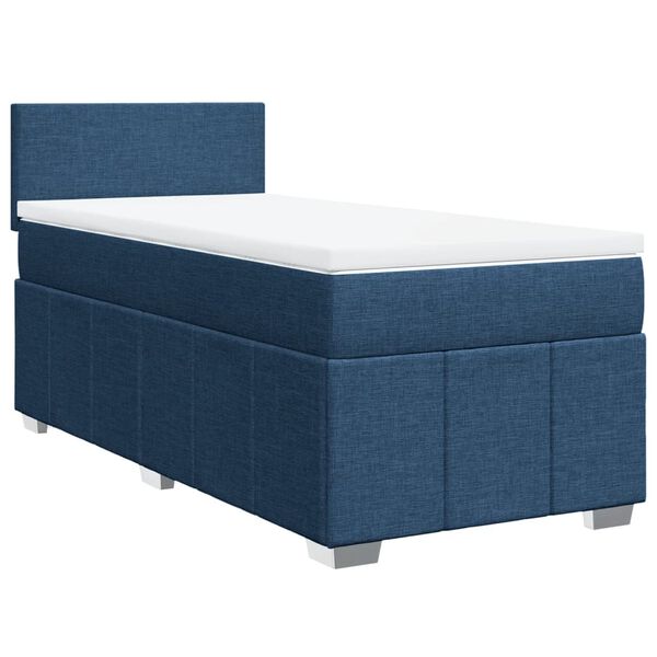vidaXL Boxspringbett mit Matratze Blau 90x190 cm Stoff