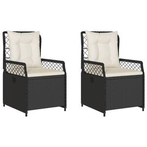 vidaXL Gartensessel 2 Stk. Verstellbar Schwarz Poly Rattan